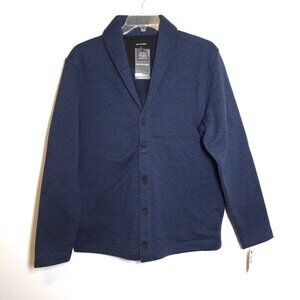 Van Heusen Grandpa Cardigan Men's Size L Blue Fleece Thermal Academia Professor